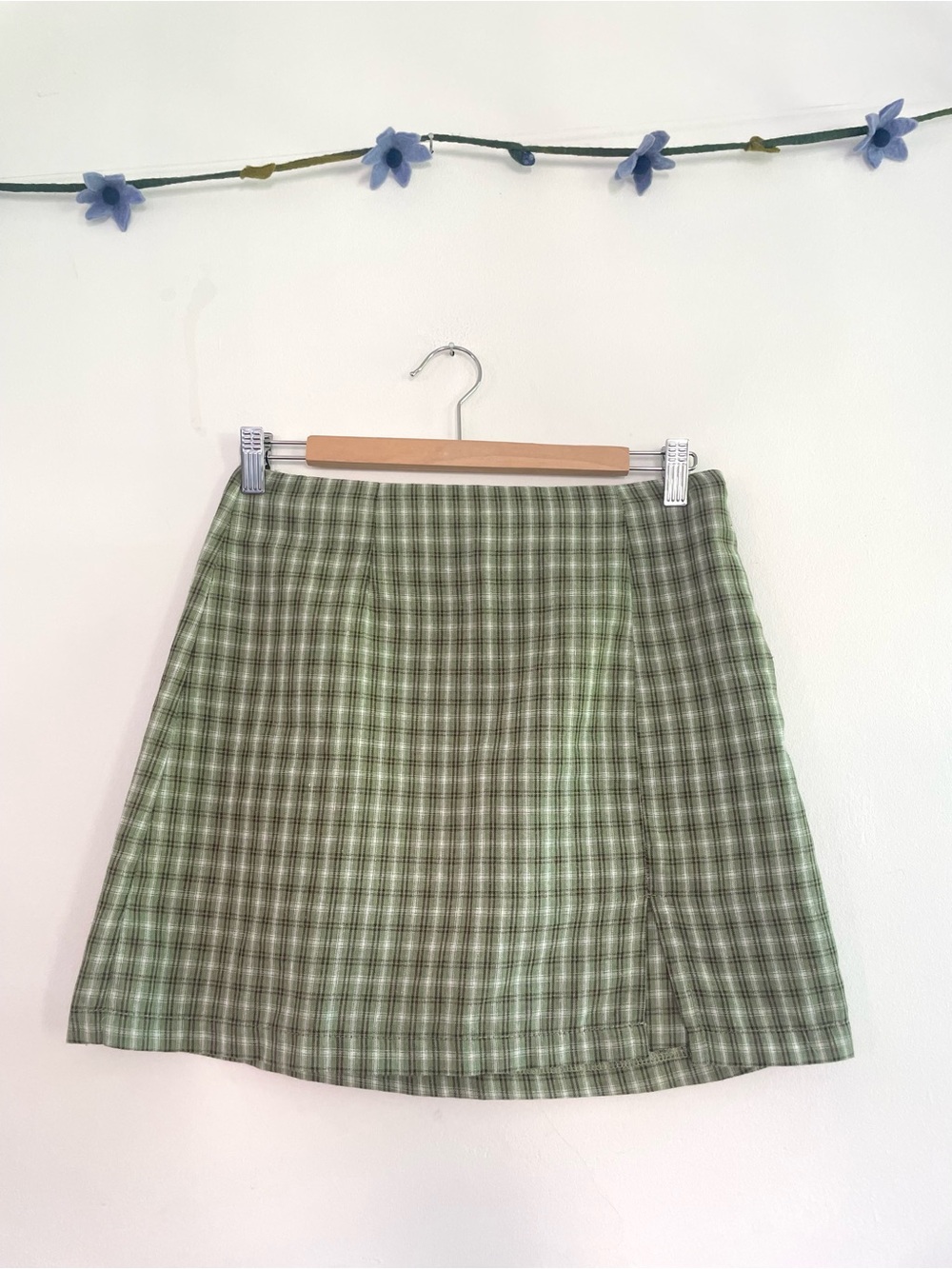 Princess Polly "Miss Sally" green plaid mini skirt